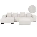 Beliani Right Hand Jumbo Cord Corner Sofa With Ottoman Off-White Lungo