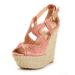 Jessica Simpson Shoes | Jessica Simpson Stevania Espadrille Platform Wedges Peach Pink Size 7.5 Open Toe | Color: Pink | Size: 7.5