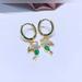 Disney Jewelry | 14k Gold Plated Gemstone Disney Princess Ariel (Little Mermaid) Hoop Earrings | Color: Gold/Green | Size: Os