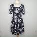 Lularoe Dresses | Lularoe Black Gray Dandelion Flower Print Elbow Sleeve Nicole Dress Size 2xl | Color: Black/Gray | Size: Xxl