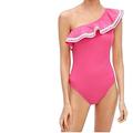 J. Crew Swim | J. Crew One Shoulder Ruffle One Piece Swimsuit In Fuchsia Bloom Nwt | Color: Pink | Size: 4