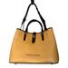 Dooney & Bourke Bags | Dooney & Bourke Perry Satchel Embossed Woven Leather Mustard Handbag Brown Strap | Color: Brown/Gold | Size: Os