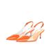 VogueVent Women's Kitten Heel Transparent Slingback Pumps Pointed Toe Clear PVC Slip On Backless Cap Toe Cute Heart Mid Heel Patent Leather Elegant Sexy Slingbacks Heels, Orange, 6 UK