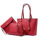 Lovevook Handbag for Women, Shopper / Shoulder Bag, Purse, Tote, Large Ladies Bag for Office, School, Shopping, Travel, Leather Handbag, 3 Piece Set, wine red (Red) - ARHNWB097610LK-FBA