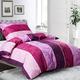 HENGWEI Single Duvet Cover Set Cotton,Childrens Single Bedding Sets,Bed Linen Single Duvet Sets,140x200cm Bedding Set + Pillowcase 70x90cm with Zip,Purple Floral Stripes