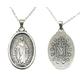Sicuore Virgin Mary Miraculous Medal Pendant - Made in 925 Sterling Silver - Engraved Design with 25x15 mm Figure - 45 cm Chain with Loop Clasp