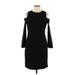 Halogen Casual Dress - Sheath Crew Neck Long sleeves: Black Solid Dresses - Women's Size Large Petite