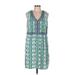 J.Jill Casual Dress - Shift: Teal Aztec or Tribal Print Dresses - Women's Size Medium