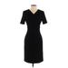 BOSS by HUGO BOSS Casual Dress - Sheath V Neck Short sleeves: Black Print Dresses - Women's Size 2