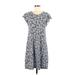 Gap Casual Dress - A-Line Scoop Neck Short sleeves: Gray Floral Dresses - Women's Size Medium