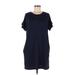 Another Love Casual Dress - Shift Scoop Neck Short sleeves: Blue Solid Dresses - Women's Size Medium