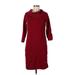 Jones New York Casual Dress - Sweater Dress Turtleneck Long sleeves: Burgundy Dresses - Women's Size Large