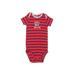 Carter's Short Sleeve Onesie: Red Stripes Bottoms - Size 12 Month