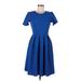 Lularoe Casual Dress - Fit & Flare: Blue Solid Dresses - Women's Size Medium