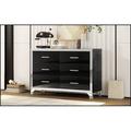 MR Elegant High Gloss Dresser w/ Metal Handle, Mirrored Storage Cabinet Wood/Metal in Black/Brown/Gray | 31.4 H x 47.2 W x 15.7 D in | Wayfair