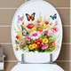 Bathroom Toilet Seat Sticker Butterfly Flower Grass Self-Adhesive Decals Removable Stickers