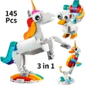 Magical Unicorn Building Block Toy 3 in 1 Rainbow Animal Construction Kit transforms from unicorn