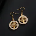 Luxury Tree of Life Dangle Earrings for Women Vintage Crystal Zircon Tree Pendant Earrings Girls