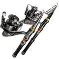 Travel Fishing Set Telescopic Fishing Rod Combo Spinning Reel Carp Pike Full Kits Sea Boat Pole