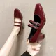 Rotes Lack leder Mary Janes Schuhe Sommer neue Mode Square Toe Damen Pumps bequeme Chunky Heel Damen