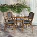 Bayou Breeze Crivello Indoor/Outdoor Commercial French Bistro Set w/ Table & Four Chairs Wicker/Rattan in Brown/White | 31.5 W x 31.5 D in | Wayfair