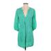 ViX Casual Dress - Mini Plunge 3/4 sleeves: Green Print Dresses - New - Women's Size Small