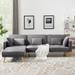 L-shaped Velvet Sectional Sleeper Sofa with Recliner and Convertible Bed, Left-Facing