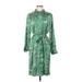Ophelia Roe Casual Dress - Shirtdress: Green Paisley Dresses - Women's Size Medium