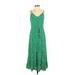Sienna Sky Casual Dress - A-Line V-Neck Sleeveless: Green Floral Dresses - Women's Size X-Small