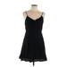 Lulus Casual Dress - Mini V-Neck Sleeveless: Black Print Dresses - Women's Size Large