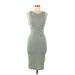 21 Saints Casual Dress - Midi Scoop Neck Sleeveless: Gray Solid Dresses - Women's Size Medium