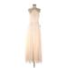 Weddington Way Cocktail Dress - A-Line Halter Sleeveless: Ivory Solid Dresses - New - Women's Size 6