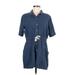 Universal Thread Casual Dress - Mini Collared Short sleeves: Blue Solid Dresses - Women's Size Medium