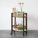 Mango Wood and Marble 2-Tier Bar Cart - 25.5"L x 14.0"W x 33.5"H