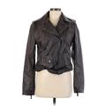 Max Studio Faux Leather Jacket: Short Brown Print Jackets & Outerwear - Women's Size Medium