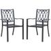 Outdoor Black Stackable Dining Chairs Set Iron Patio Chairs Set of 2 with Armrest Seating Chairs for Garden, Backyard