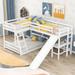 Pine Wood and MDF Twin over Full Bunk Bed with Loft Bed, Desk, and Slide