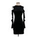 Divided by H&M Casual Dress - Mini High Neck 3/4 sleeves: Black Solid Dresses - Women's Size Small