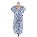 Rock & Republic Casual Dress - Mini V Neck Short sleeves: Blue Print Dresses - Women's Size Medium