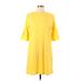 2 Hearts Casual Dress - Shift High Neck 3/4 sleeves: Yellow Print Dresses - New - Women's Size Large