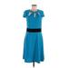 Avon Casual Dress - A-Line Keyhole Short sleeves: Blue Color Block Dresses - Women's Size Medium