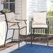 Patio Bar Stools Set of 2 Outdoor Bar Height Chairs Patio Furniture Steel Chairs with Armrest and Cushions for Outdoor