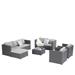 6-piece Rattan Wicker Sectional Sofa White Cotton Cushion Couch Set
