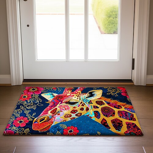 Bunte Giraffen-Fußmatte, rutschfester, ölbeständiger Teppich, Innen- und Außenmatte, Schlafzimmer-Dekoration, Badezimmermatte, Eingangsteppich, Fußmatte Image