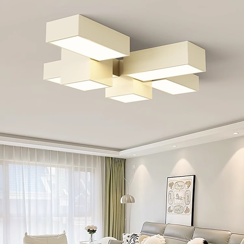 LED-Kronleuchter Deckenleuchte 6 Köpfe 108 cm dimmbar Eisenkunst Acryl geometrischer Block Flur Creme Stil einfaches Hauptlicht Wohnzimmer Schlafzimmer 110-240 V Image