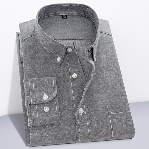 Herren Hemd Hemdjacke Einfach Outdoor Alltagskleidung Hellblau Schwarz Weiß Rosa Langarm Revers Herbst Winter Bekleidung Fronttasche Image