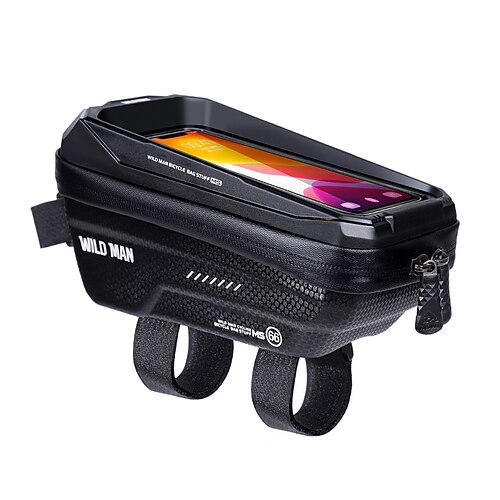 WILD MAN 1.2 L Fahrradrahmentasche Touchscreen Reflektierend Wasserdicht Fahrradtasche PU-Leder TPU EVA Tasche für das Rad Fahrradtasche Radsport Übung im Freien Image