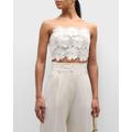 Kayla Strapless Embroidered Lace Crop Top