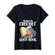 Damen Hooked on Crochet Lost in a Good Book Crocheting T-Shirt mit V-Ausschnitt