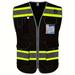 ANSI Compliant High Visibility Safety Vest for Men & Women - Durable Knit Breathable 9 Pockets with Fluorescent Edges